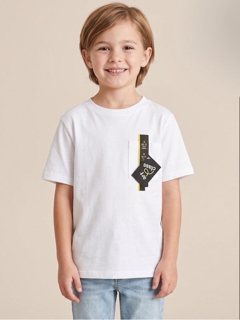 Art Class Classic White Tee with Pocket